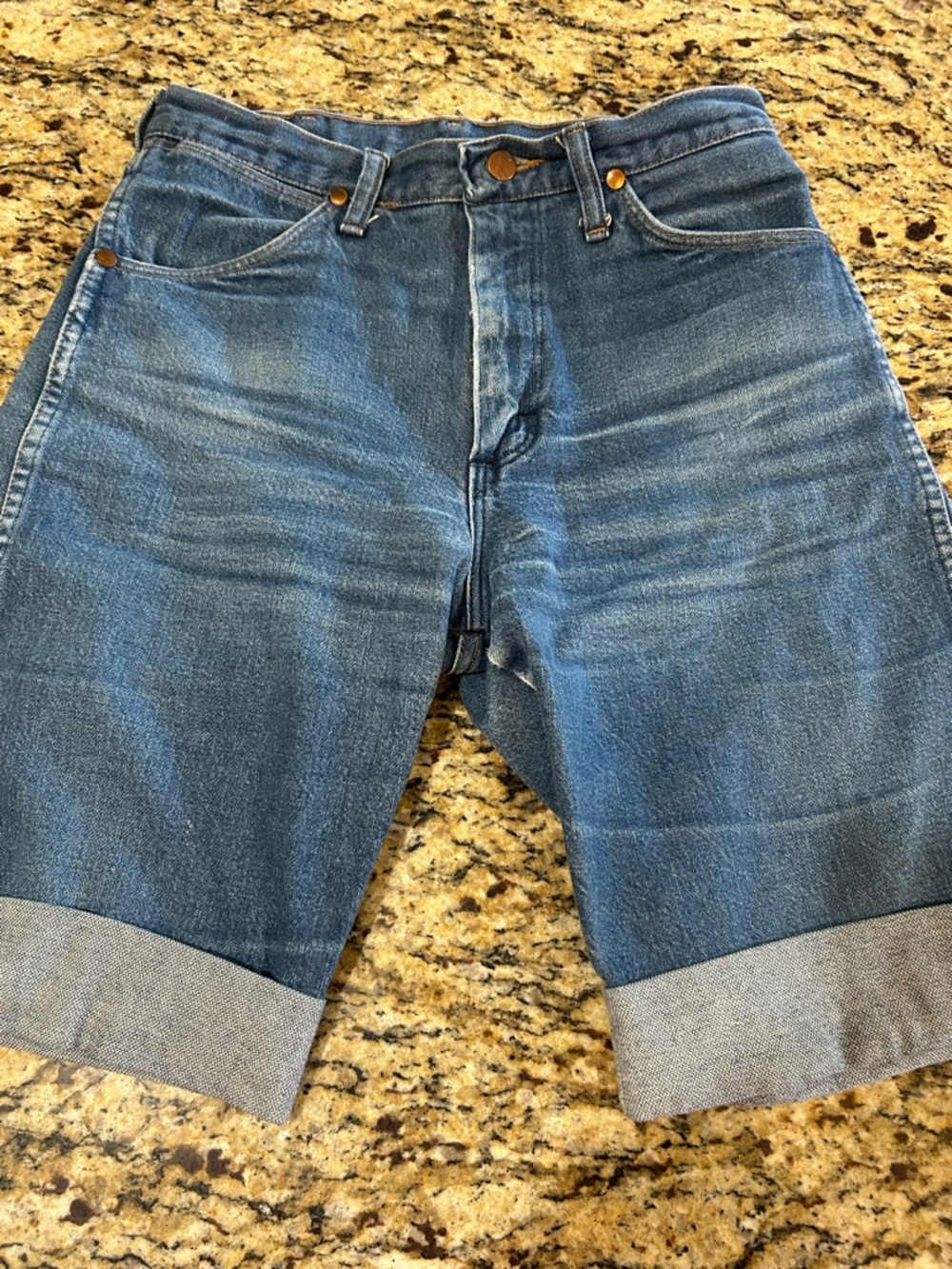 Wrangler Men's Dark Blue Rolled Hem Denim Shorts